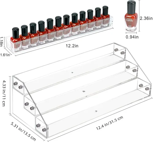 Miniatura 4 de BTremary 3 paquetes de organizador de esmalte de uñas transparente, soporte de exhibición de acrílico para lentes de sol, pintura y aceites