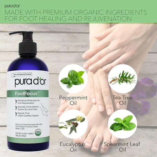 Miniatura 3 de PURA D'OR FootFocus Gel orgánico de aloe vera de 16 onzas para reparación grave del talón agrietado productos para el cuidado de los pies - Alivia