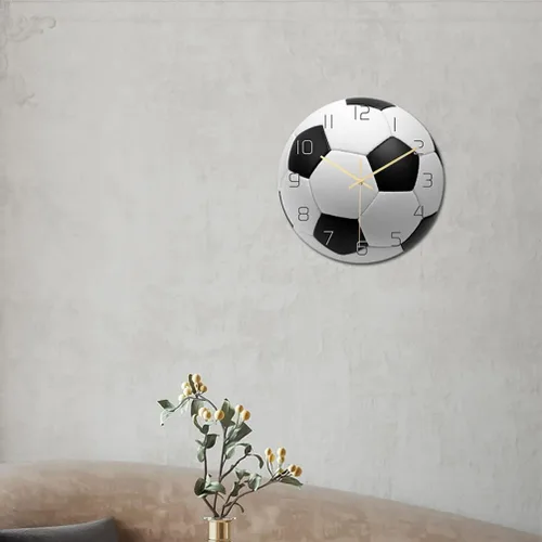 Miniatura 8 de Garneck Reloj de pared de fútbol de fútbol reloj de pared de fútbol deportivo con impresión redonda de acrílico reloj de pared silencioso sin tictac