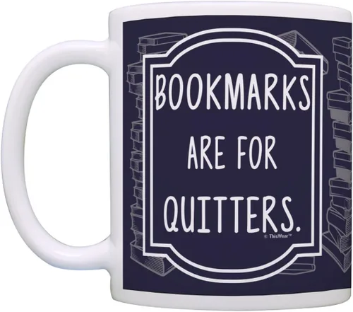 Miniatura 3 de ThisWear Librarian Gifts Bookmarks are for Quitters Regalos divertidos para lectores, regalo de ratones de biblioteca, taza de café de cerámica