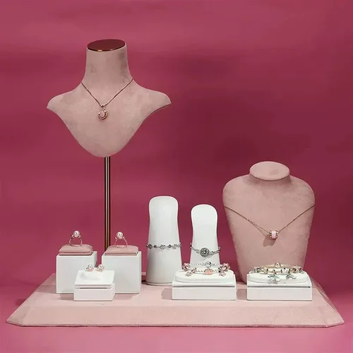 Miniatura 6 de Soporte de joyería de terciopelo para exhibición de retratos de busto de joyería, soporte de exhibición de maniquí de busto para tiendas minoristas