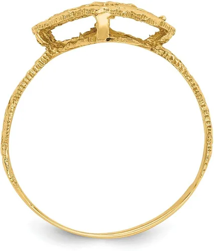 Miniatura 2 de Anillo de filigrana de oro amarillo macizo de 14 quilates con corte de diamante.
