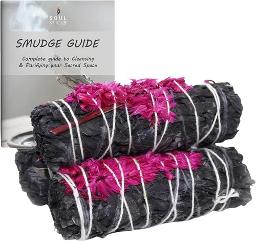 Miniatura 15 de SOUL STICKS Paquete de 3 barras de salvia blanca floral con flores para limpiar el hogar, meditación, yoga, curación y manchas, California de origen