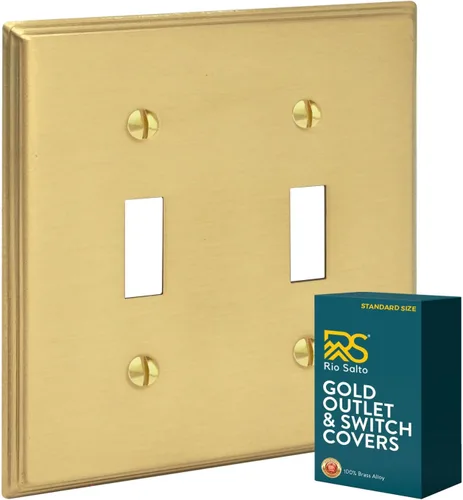 Miniatura 38 de Rio Salto BRASS - Placa de pared moderna de metal dorado para interruptor de luz o cubierta de enchufe, placa de pared para receptáculo individual