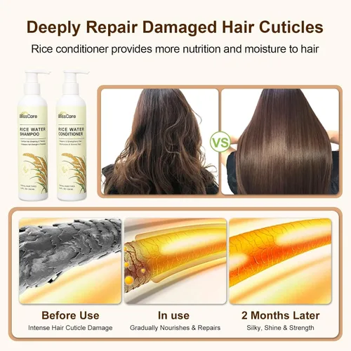 Miniatura 3 de Set de champú y acondicionador de agua de arroz, fortalecimiento y nutrición para un cabello más grueso y de aspecto más completo, formulaciones