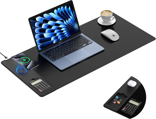 Miniatura 15 de TopMade Alfombrilla de mouse de carga inalámbrica, alfombrilla de mouse impermeable para juegos con superficie ultra suave, base antideslizante