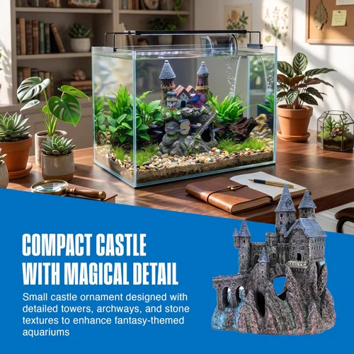 Miniatura 6 de Penn-Plax Decoración de acuario de castillo encantado de la Edad de la Magia - Seguro para peceras de agua dulce y salada - Pequeño