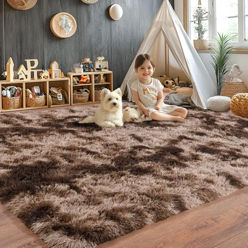 Miniatura 160 de Alfombras de área de 8x10 para sala de estar, alfombra shaggy grande ultra suave y esponjosa para dormitorio, alfombras de felpa mullida Blanco crema