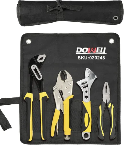 Miniatura 8 de DOWELL Juego de alicates de 4 piezas, combinación de 8 y 10 pulgadas, alicates para juntas de bloqueo y ranura, llave ajustable, bolsa