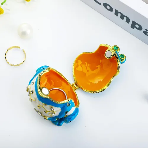 Miniatura 3 de YU FENG Joyero con bisagras de rana y baratija de cristal, pequeñas y lindas figuras coleccionables de animales de rana