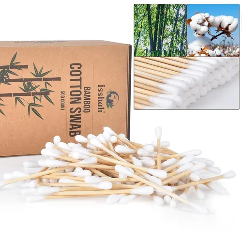 Miniatura 9 de Hisopos de algodón de bambú – 500 unidades – Certificado FSC y aprobado por PETA, puntas dobles ecológicas, palillos para los oídos sin plástico