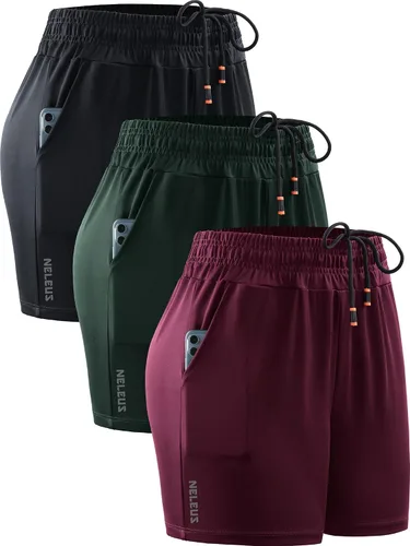 NELEUS Pantalones cortos de correr ligeros para mujer pantalones cortos deportivos de entrenamiento para yoga con bolsillo