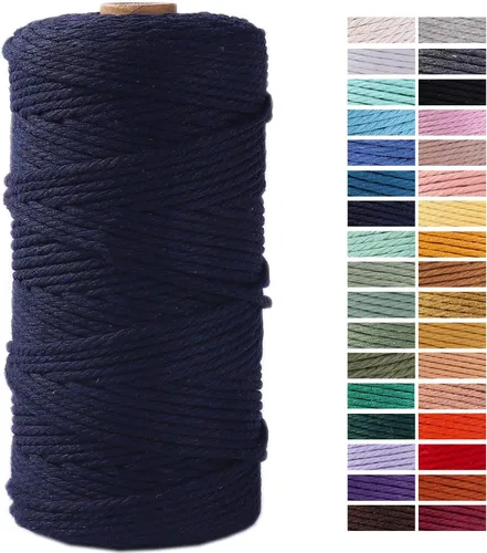 Miniatura 51 de Cuerda de Macramé Gris Claro 3mm x 109 Yardas, Cuerda de Algodón de Colores Cuerda para Manualidades Cuerda de Algodón Colorida para Colgar