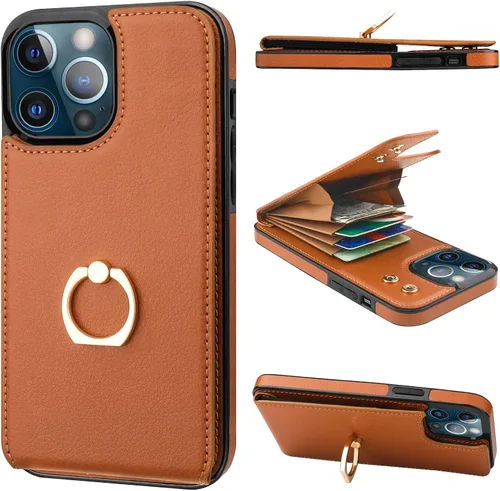 Miniatura 22 de Folosu Funda compatible con iPhone 13 Pro Max con soporte para tarjetas, rotación de 360°, soporte de anillo de dedo con función atril, bloqueo