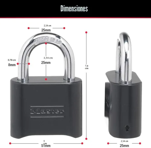 Miniatura 6 de Master Lock Candado de Combinación Negro, Establece Tu Propia Combinación, Candados Resistentes a la Intemperie para Interiores y Exteriores