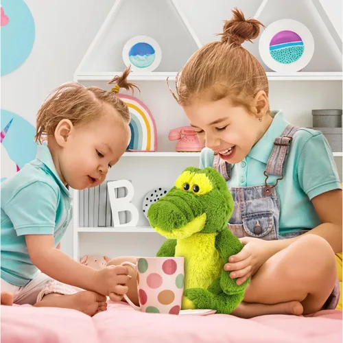 Miniatura 5 de DolliBu Animal de peluche de cocodrilo – Suave peluche abrazable de cocodrilo verde sentado adorable juguete de peluche, lindo regalo de animales
