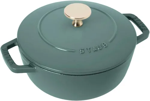 Miniatura 12 de Staub Z1025-988 Pico Cocotte Eucalipto redondo, 5.5 pulgadas (5.5 in), pequeño, doble mano, olla esmaltada fundida, compatible con inducción