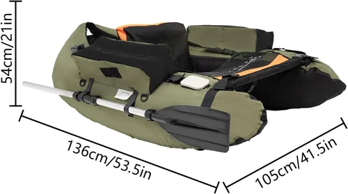 Miniatura 2 de Barco de pesca inflable de 286 libras, barco de pesca duradero, tubo flotante inflable con remo, regla de pescado, bomba, bolsillos de Verde