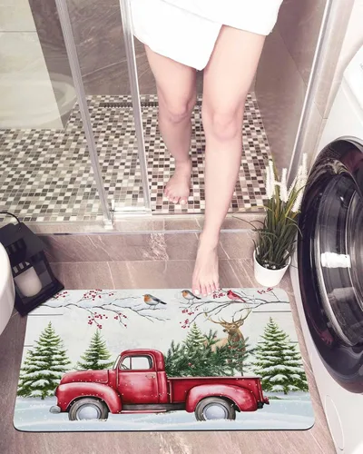 Miniatura 6 de Tapete de baño de Navidad para bañera, antideslizante, de secado rápido y absorbente, de tierra de diatomeas, fregadero, cocina, sala de estar