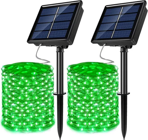 Miniatura 13 de Guirnalda de luces LED con energía solar actualizada, 8 modos, resistente al agua, IP65, iluminación intermitente, para interior y exterior, Blanco
