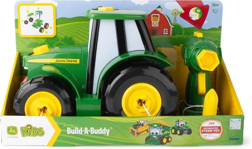 Miniatura 9 de BUILD-A-BUDDY John Deere Tractor de juguete y taladro de juguete - Juguetes STEM para desmontar para niños pequeños con 16 piezas individuales