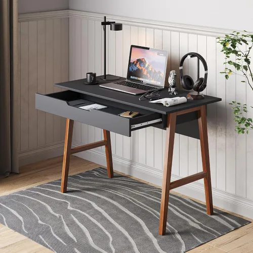 Miniatura 11 de Crafts and Comfort - Escritorio Pequeño Roma de Diseño Moderno para Dormitorio, Escritorio de Escritura Rosa de 40 Pulgadas con Estante Superior