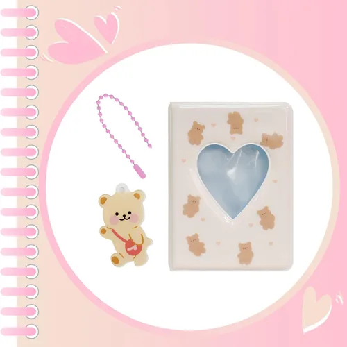Miniatura 3 de Carpeta para tarjetas fotográficas de 3 pulgadas, mini álbum de fotos con colgante para coleccionar fotos Kpop, 40 bolsillos (marrón)