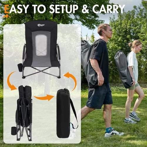 Miniatura 5 de PORTAL Sillas de Playa para Adultos, Camping, Bajas, Ligeras, Portátiles con Soporte para Tazas, Respaldo de Malla, Bolsa de Transporte para Arena