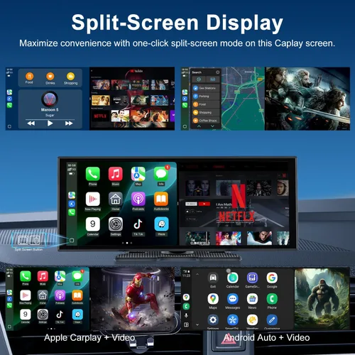 Miniatura 4 de Pantalla inalámbrica Carplay mejorada de 9 pulgadas para automóvil, aplicaciones integradas Net-Flix YouTube Tiktok, caja mágica de IA portátil
