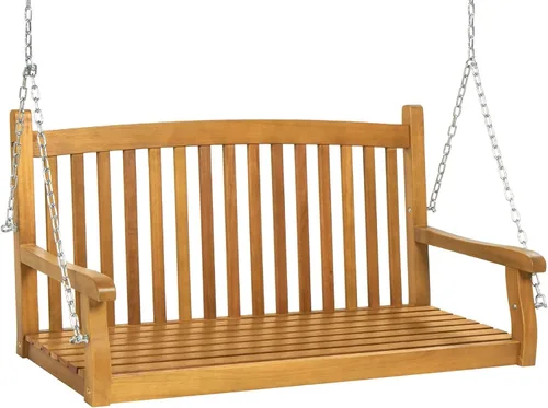 Miniatura 3 de Columpio colgante para porche marrón tradicional madera de acacia occidental resistente al clima