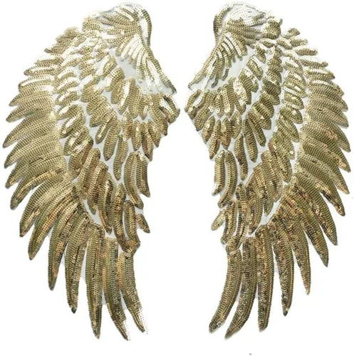 Miniatura 9 de 1 par de parches de lentejuelas con alas de ángel, alas de ángel doradas, parches para planchar para ropa, chaquetas, jeans, vestidos, sombreros