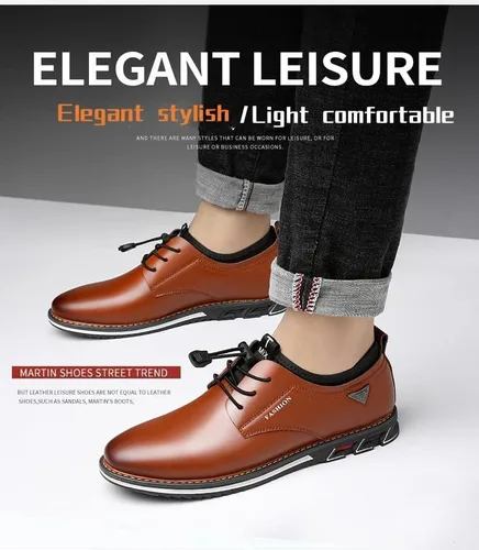 Miniatura 4 de Zapatos Oxford de cuero genuino con cordones para hombre, zapatos ligeros de moda casuales de grano completo para negocios