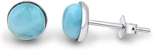 Miniatura 6 de Pendientes naturales de 0.236 in con chapado en oro blanco sobre plata de ley, bisel cabujón de piedras preciosas regalo de joyería para ella