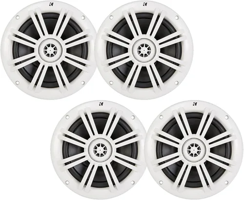 Miniatura 12 de KICKER Altavoces marinos LED plateados de 6.5 pulgadas (cantidad 4) 2 pares de altavoces de repuesto OEM LED Plata