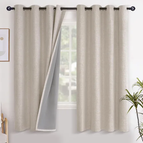 Miniatura 48 de YoungsTex - Cortinas opacas de lino para dormitorio, oscurecimiento de la habitación, cortinas con textura de lino, paneles con aislamiento térmico