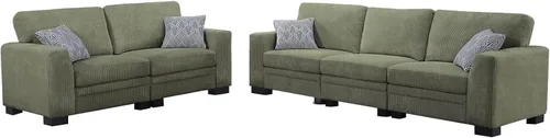 Miniatura 96 de Legend Vansen Sofá Seccional Modular de Gran Tamaño, Sofá en Forma de U de 7 Asientos con Otomana, Sofá de Pana con Asiento Profundo, Sofás Crema
