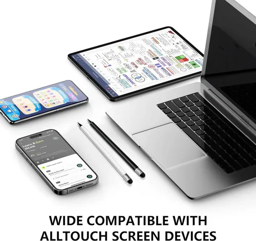 Miniatura 7 de Stylus Negro 6 Piezas, Lápiz Stylus de Metal 2 en 1 para Pantalla Táctil, Puntas de Goma de Alta Precisión y Sensibilidad, Compatible con iPhone