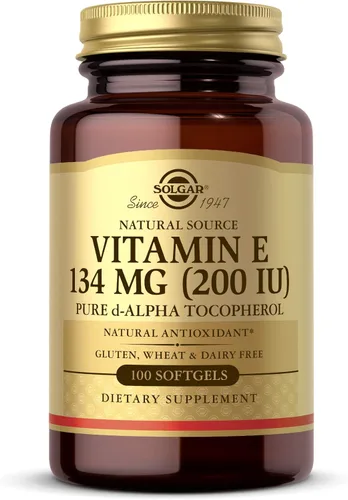 Solgar Vitamina E 200 UI Alfa, 100 cápsulas blandas – Antioxidante, Envejecimiento saludable, Piel sana, Apoyo del sistema inmunológico – Fuente