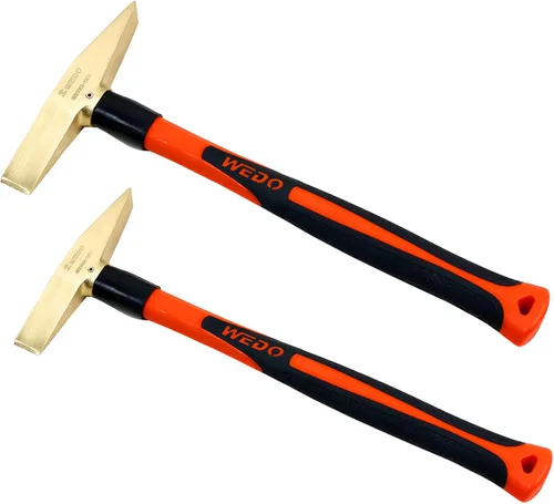 Miniatura 8 de WEDO Juego de martillo de soldadura de latón de 2 piezas, 5.29 oz+10.58 oz, mango de madera, martillo escalador, martillo astillado, forjado a