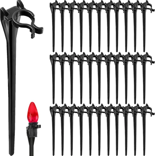 Estacas de luz de Navidad de 9 pulgadas, 100 piezas universales para patio, césped, vacaciones, tira de luces C7 C9, estacas de tierra para Navidad