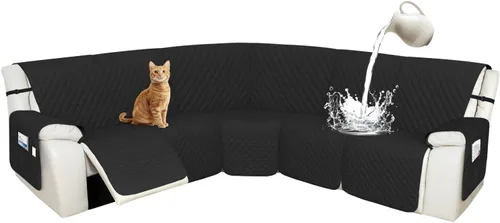 Miniatura 84 de Arfntevss Fundas de sofá modular reclinable, 100% impermeable, en forma de L, para sillón reclinable en forma de L, funda seccional lavable