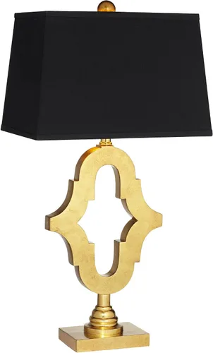 Miniatura 2 de Possini Euro Design Judith - Lámpara de mesa de lujo moderna de mediados de siglo, 28.75 pulgadas de alto, tela negra dorada, rectangular