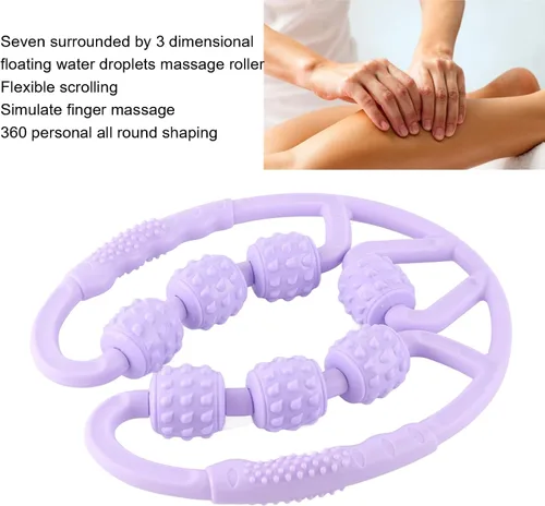 Miniatura 4 de Dioche Rodillo de masaje para celulitis, punto en forma de U, 7 ruedas, rodillo de masaje de mano para tejido profundo, herramienta de masaje