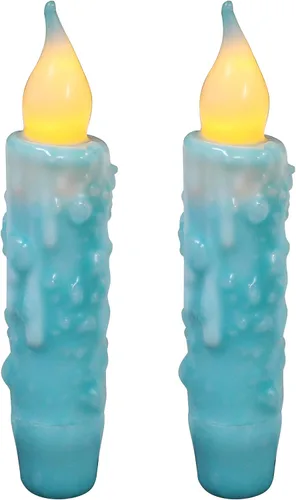Miniatura 11 de CVHOMEDECO. Velas de cera real sumergidas a mano con temporizador LED con pilas, velas cónicas sin llama primitivas del país, 4-3/4 pulgadas, negro
