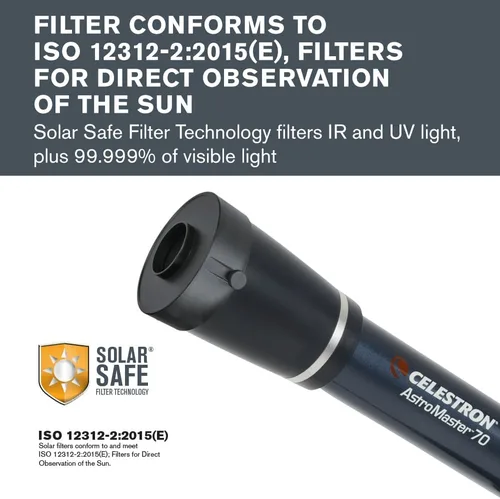 Miniatura 2 de Celestron EclipSmart - Filtro de telescopio de eclipse solar seguro – Cumple con las normas ISO 12312-2:2015 (E) – Funciona con telescopios AZ y EQ