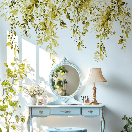 Miniatura 8 de Calcomanías de pared amarillas de hojas y plantas, despegar y pegar, calcomanías de vinilo de flores grandes, vid extraíble, decoración del hogar