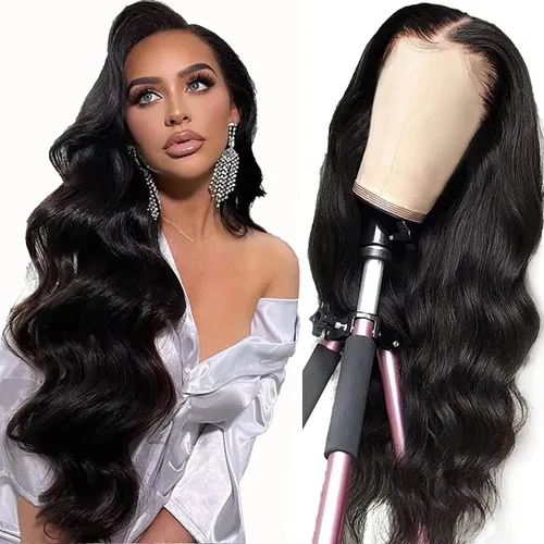Miniatura 8 de Peluca de cabello humano ondulado con encaje frontal HD de 4 x 4 pulgadas, prearrancado con abuelitos, sin pegamento, (18 pulgadas)