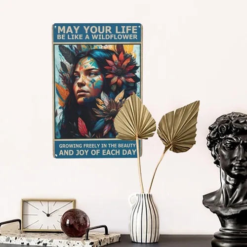 Miniatura 5 de Arte de pared de metal bohemio para jardín, decoración hippie con humor retro y diseño nativo americano, ideas divertidas para baño y regalo, 8 x 12