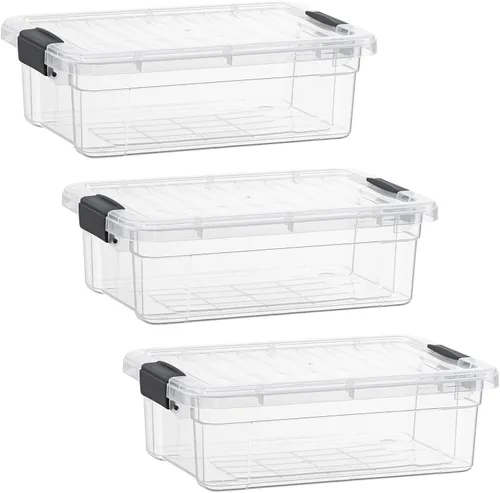 Miniatura 59 de Superio Cajas de almacenamiento transparentes con tapas, contenedores de plástico de 2.5 cuartos de galón para organizar, cajas apilables, sin BPA