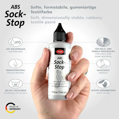 Miniatura 2 de Viva Decor ABS Sock Stop (2.77 onzas líquidas, gris perla) – Pintura de tela para calcetines antideslizantes, tapetes de baño y más – sin látex, a